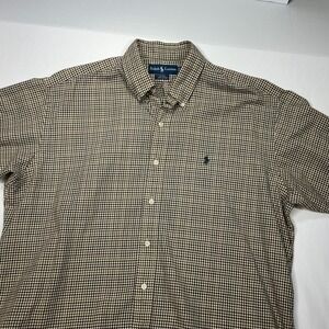 Ralph Lauren Mens Checkered Button Down Shirt Blake Fit Long‎ Sleeve Large